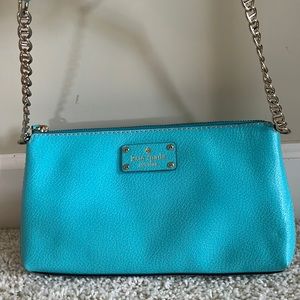 Kate Spade New York Seafoam Green Leather Purse Handbag Chain Leather Strap EUC